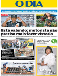 Capa do jornal O Dia 28/12/2018