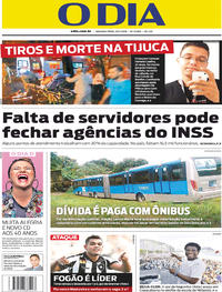 Capa do jornal O Dia 29/01/2018