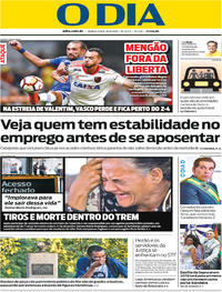 Capa do jornal O Dia 30/08/2018