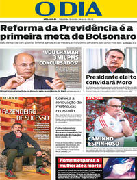 Capa do jornal O Dia 30/10/2018
