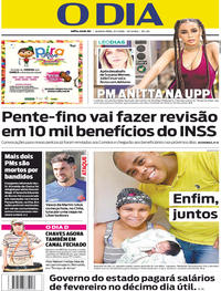 Capa do jornal O Dia 31/01/2018