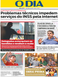 Capa do jornal O Dia 31/08/2018