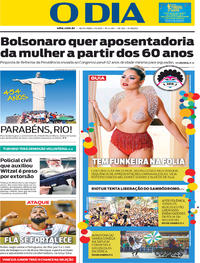 Capa do jornal O Dia 01/03/2019
