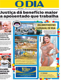 Capa do jornal O Dia 02/03/2019