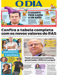 Capa do jornal O Dia 03/05/2019