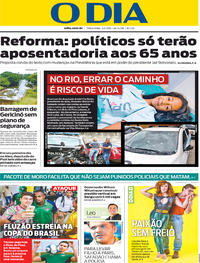 Capa do jornal O Dia 05/02/2019