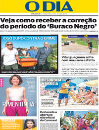 Capa do jornal O Dia 07/01/2019