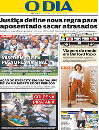 Capa do jornal O Dia 08/04/2019