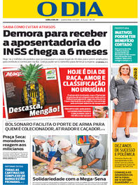 Capa do jornal O Dia 08/05/2019