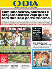 Capa do jornal O Dia 09/05/2019