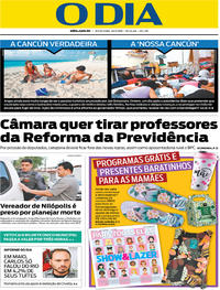 Capa do jornal O Dia 10/05/2019