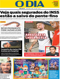 Capa do jornal O Dia 11/01/2019