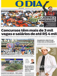 Capa do jornal O Dia 11/02/2019