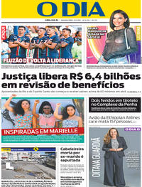 Capa do jornal O Dia 11/03/2019