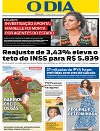 Capa do jornal O Dia 12/01/2019