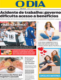 Capa do jornal O Dia 12/05/2019