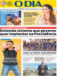 Capa do jornal O Dia 13/01/2019