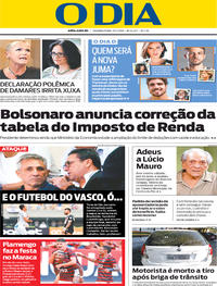 Capa do jornal O Dia 13/05/2019