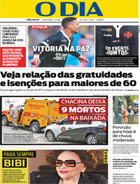 Capa do jornal O Dia 14/02/2019
