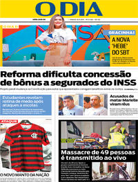 Capa do jornal O Dia 16/03/2019