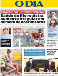 Capa do jornal O Dia 20/03/2019