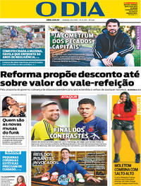 Capa do jornal O Dia 21/04/2019