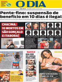 Capa do jornal O Dia 22/01/2019