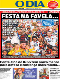 Capa do jornal O Dia 22/04/2019