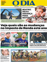 Capa do jornal O Dia 23/02/2019