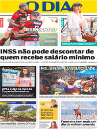 Capa do jornal O Dia 25/02/2019