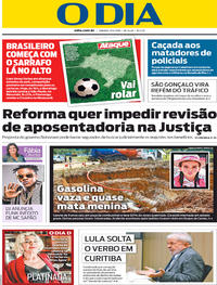 Capa do jornal O Dia 27/04/2019