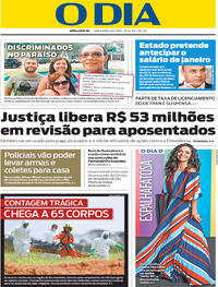 Capa do jornal O Dia 29/01/2019