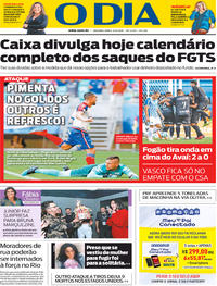 Capa do jornal O Dia 05/08/2019
