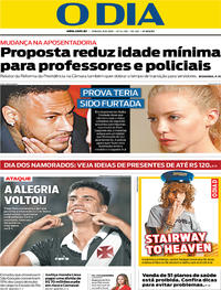 Capa do jornal O Dia 08/06/2019