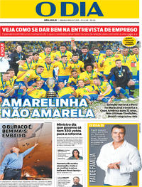 Capa do jornal O Dia 08/07/2019