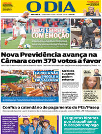 Capa do jornal O Dia 11/07/2019