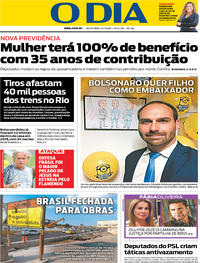 Capa do jornal O Dia 12/07/2019