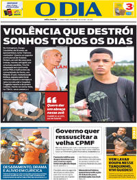 Capa do jornal O Dia 13/08/2019
