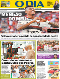 Capa do jornal O Dia 14/10/2019