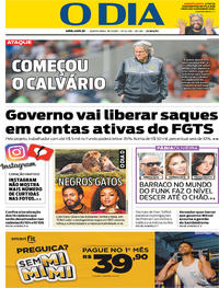 Capa do jornal O Dia 18/07/2019