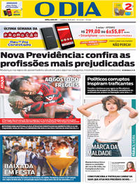 Capa do jornal O Dia 18/08/2019