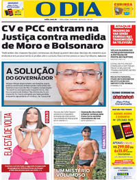 Capa do jornal O Dia 20/08/2019