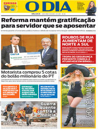 Capa do jornal O Dia 20/09/2019