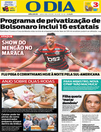 Capa do jornal O Dia 22/08/2019