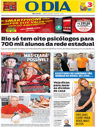 Capa do jornal O Dia 25/08/2019