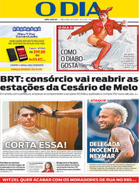 Capa do jornal O Dia 30/07/2019
