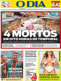 Capa do jornal O Dia 02/03/2020