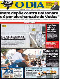 Capa do jornal O Dia 03/05/2020