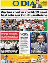Capa do jornal O Dia 04/06/2020