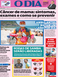 Capa do jornal O Dia 04/10/2020